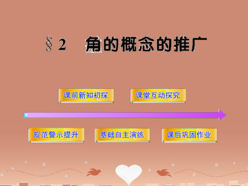 【金榜教程】高中数学 1.2角的概念的推广课件 北师大版必修4