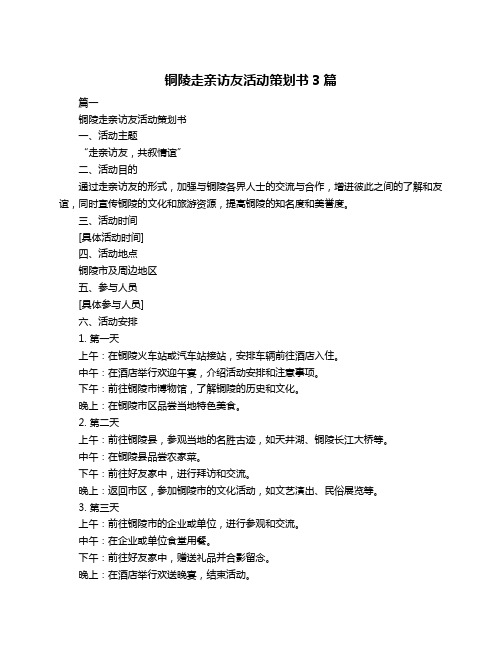 铜陵走亲访友活动策划书3篇