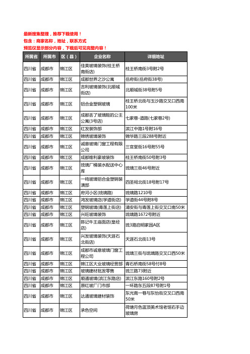 新版四川省成都市锦江区玻璃企业公司商家户名录单联系方式地址大全63家