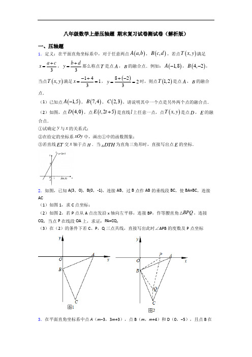 八年级数学上册压轴题 期末复习试卷测试卷(解析版)