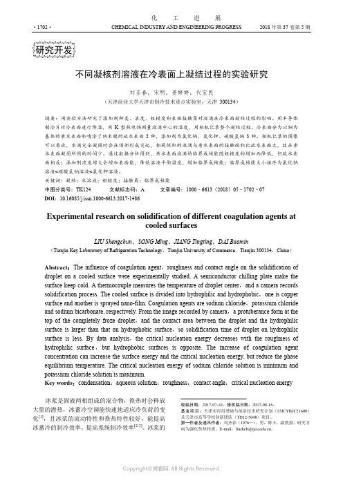 不同凝核剂溶液在冷表面上凝结过程的实验研究