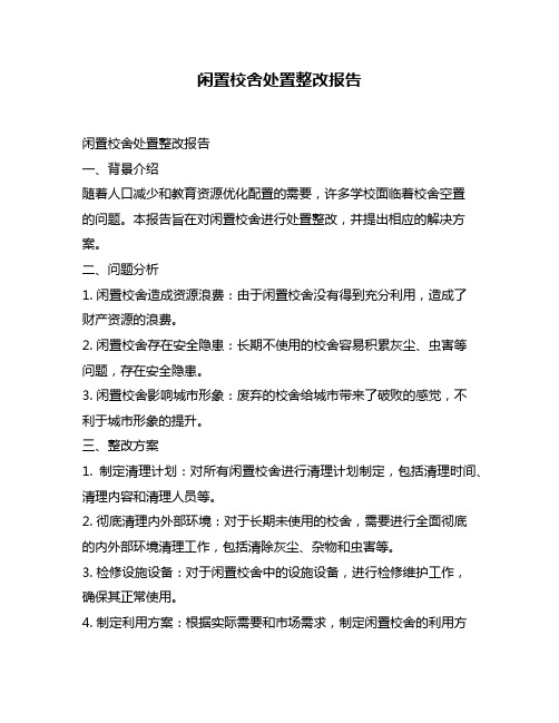 闲置校舍处置整改报告