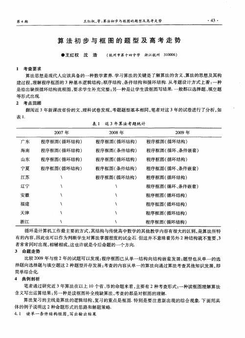 算法初步与框图的题型及高考走势