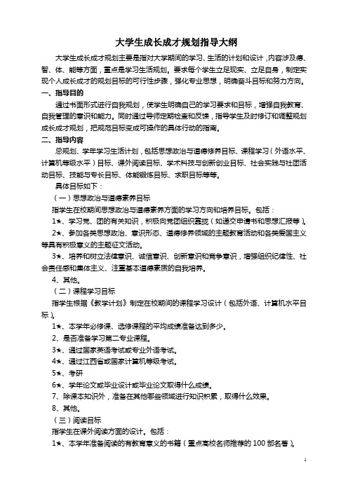 大学生成长成才规划指导大纲