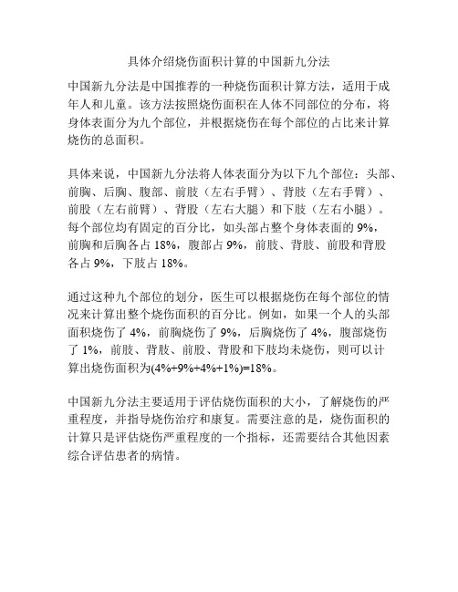 具体介绍烧伤面积计算的中国新九分法