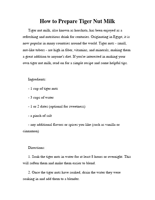 How to Prepare Tiger Nut Milk