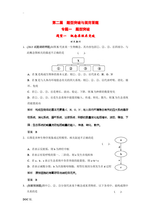 2014届高三生物二轮复习 题型1 概念原理类突破(含13真题,含解析)