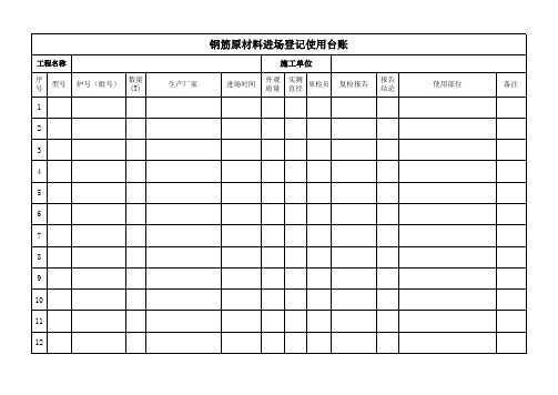 钢筋原材进场验收使用台账