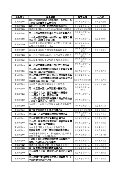 2016年北京展会排期