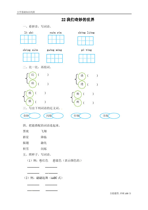最新部编版语文三年级下册22我们奇妙的世界一课一练