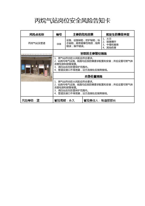 丙烷气站岗位安全风险告知卡