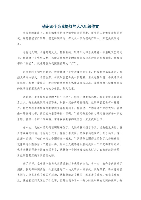 感谢那个为我提灯的人八年级作文