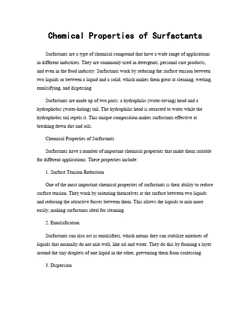 Chemical Properties of Surfactants