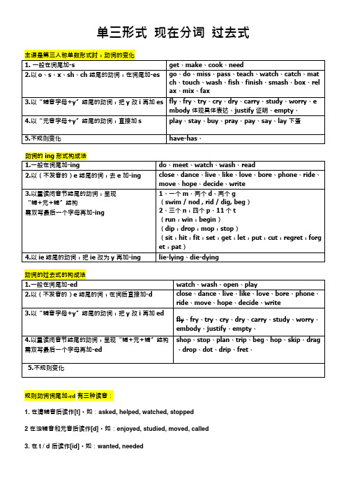 动词的三单形式、现在分词、过去式、过去分词的变化规律(可编辑修改word版)