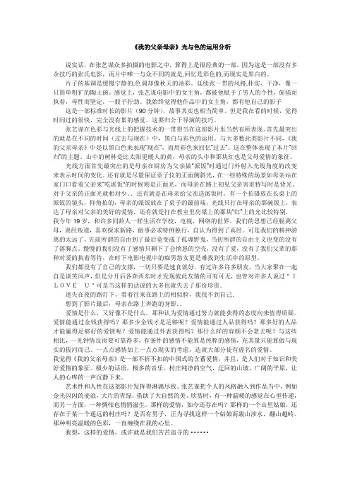 《我的父亲母亲》光与色的运用分析