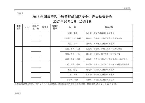 2017年国庆节和中秋节期间消防安全生产大检查计划 .doc