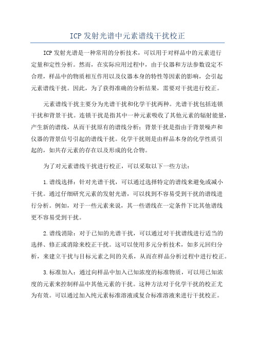 ICP发射光谱中元素谱线干扰校正