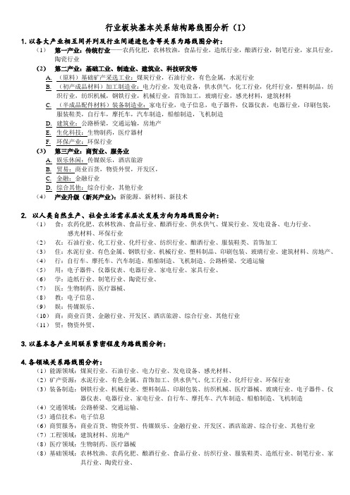 行业板块基本关系结构路线图分析