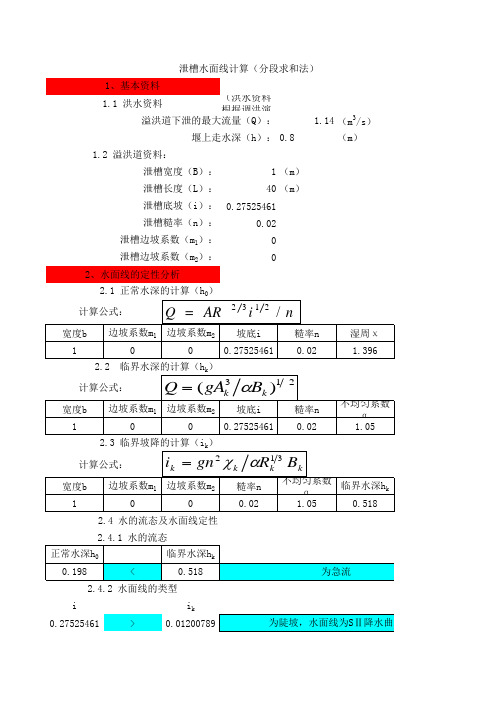 溢洪道水面线水力计算