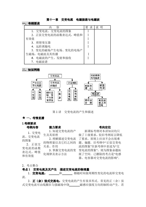 人教版高中物理选修2-1 《交变电流的产生和描述》考纲解析