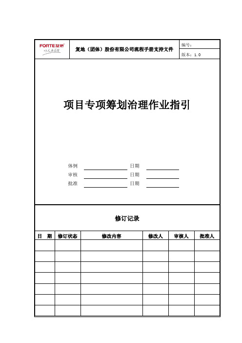 FT-JH-ZY项目专项计划管理作业指引