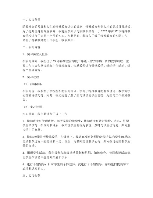 特殊教育实习总结报告