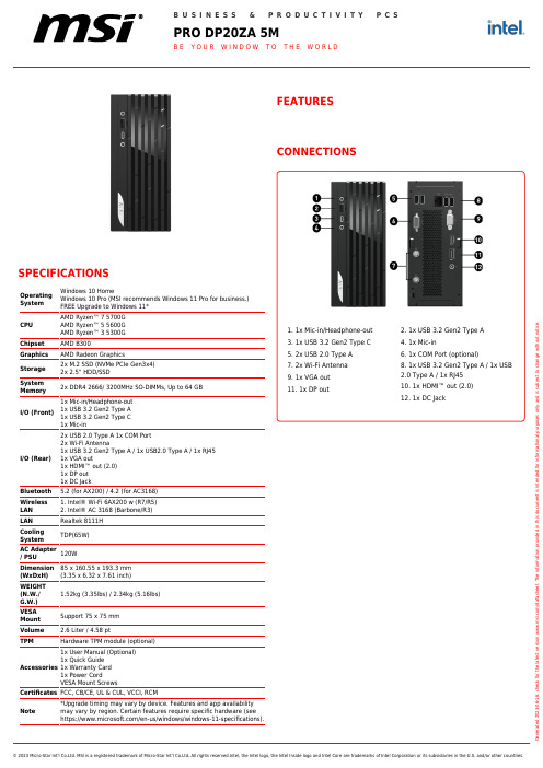 MSI PRO DP20ZA 5M 商品说明说明书