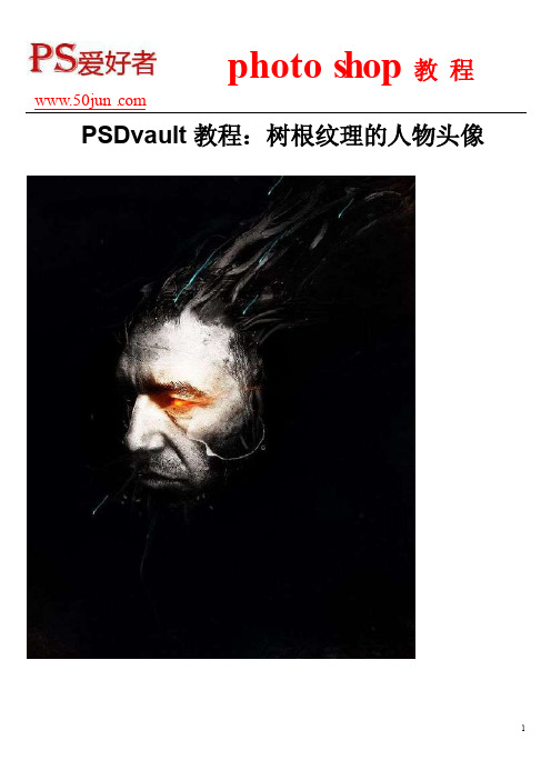 PSDvault教程树根纹理的人物头像