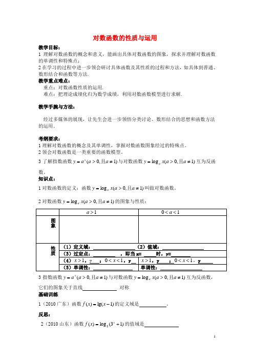 高中数学2.2.2对数函数及其性质教案1新人教A版必修1