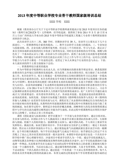 2013年度中职教师国培总结