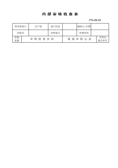 生产部内审检查表