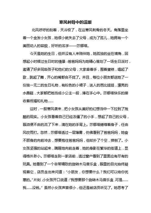 六年级作文：寒风刺骨中的温暖作文700字