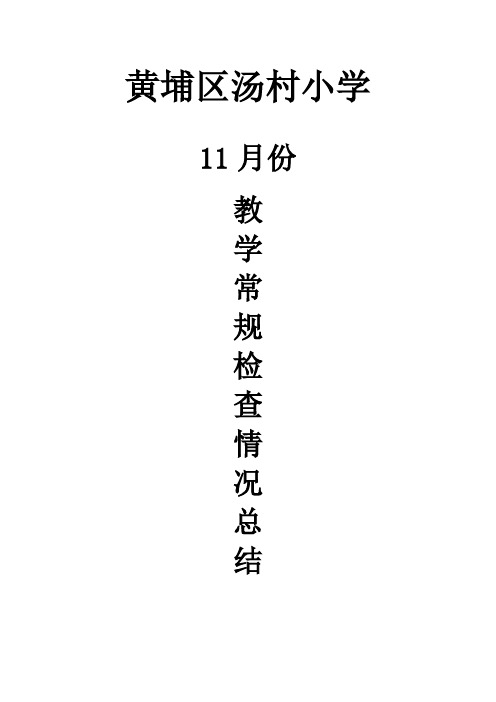 汤村小学11月份教学常规检查总结报告