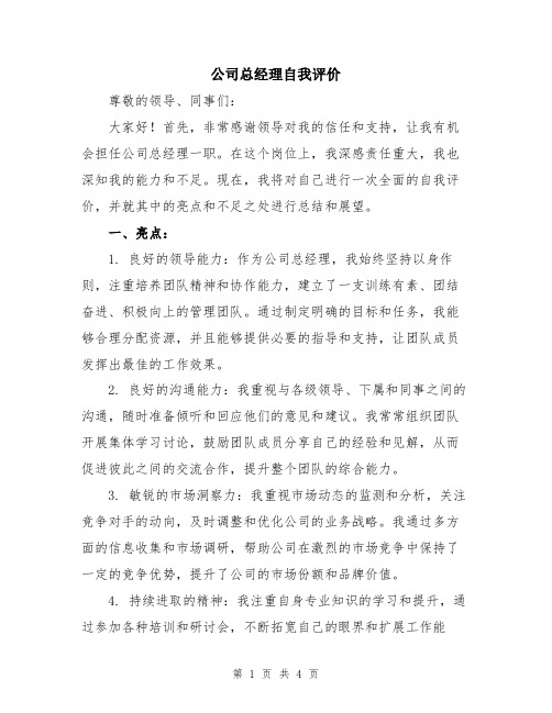 公司总经理自我评价