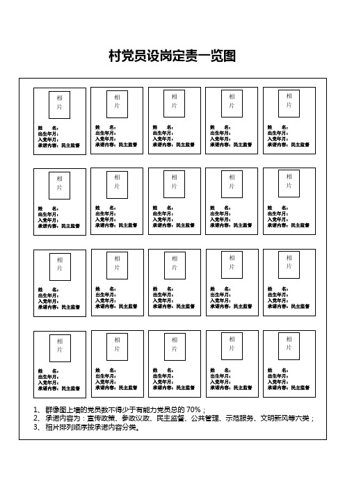 村党员设岗定责一览图