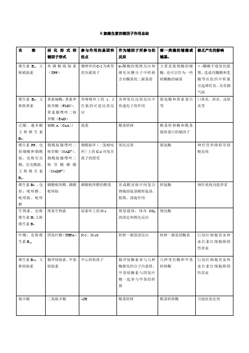 B族维生素总结