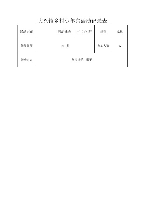 大兴镇乡村少年宫象棋活动记录表