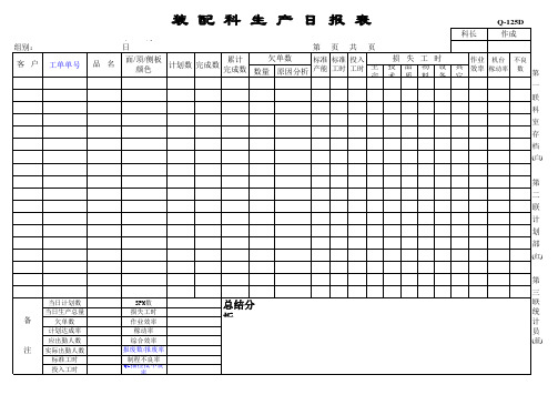 装配科生产日报表