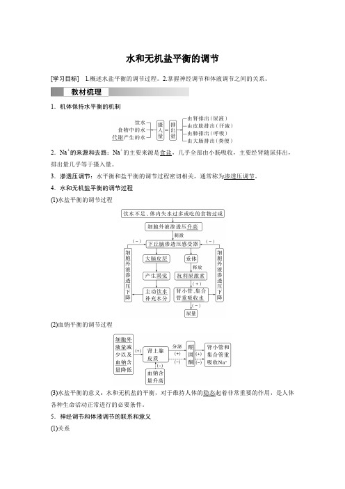 高中生物(选择性必修第一册 人教版)教案讲义：水和无机盐平衡的调节含答案