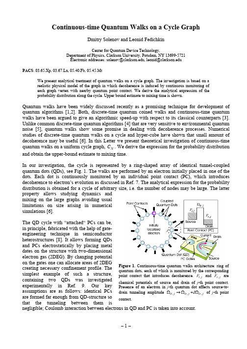 Continuous-time Quantum Walks on a Cycle Graph