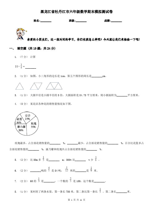 黑龙江省牡丹江市六年级数学期末模拟测试卷