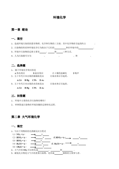 环境化学期末试题