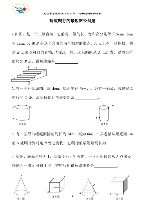 中考复习之——_蚂蚁爬行的最短路径问题