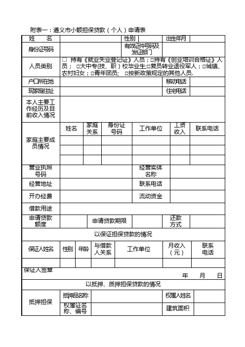 小额贷款申请表【范本模板】