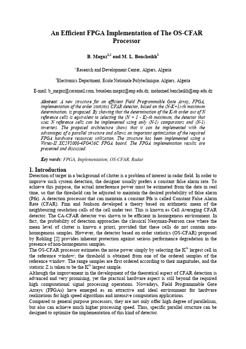 An Efficient FPGA Implementation of The OS-CFAR Process