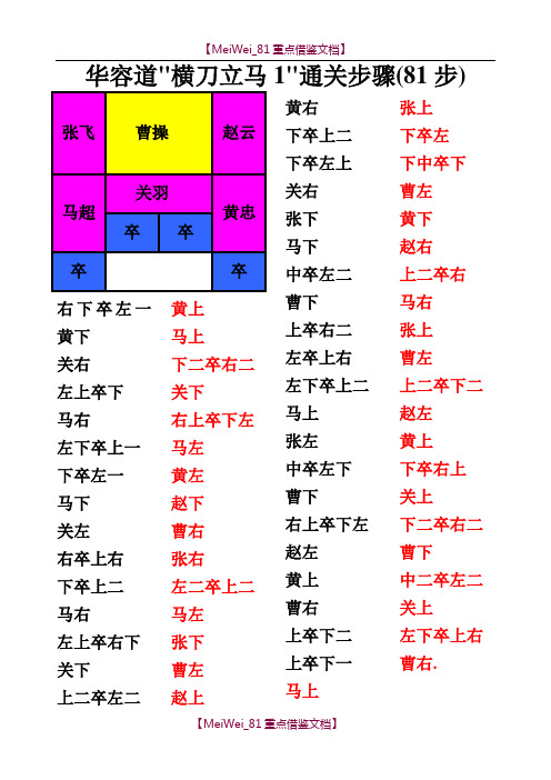 【7A文】华容道解法(带图解-完全修改无错误及调整为最佳打印效果)