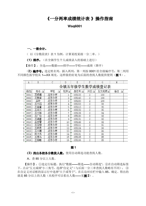 《“一分二率”成绩统计表》操作指南