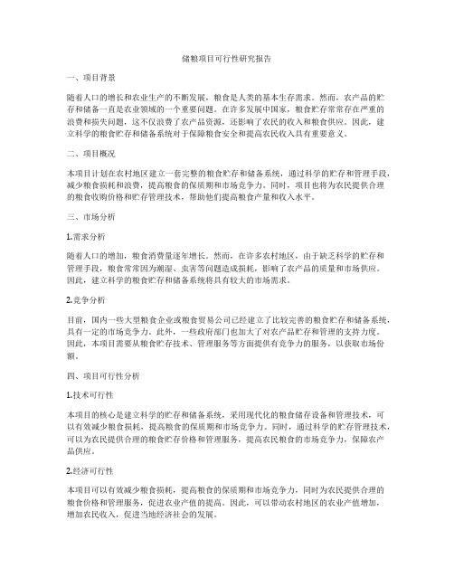 储粮项目可行性研究报告