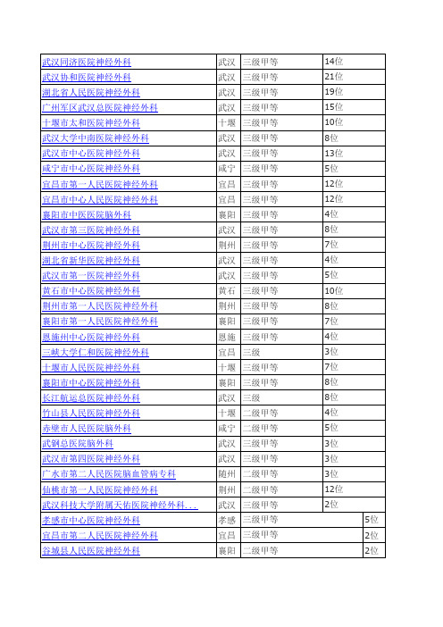 湖北省较好的神经外科列表