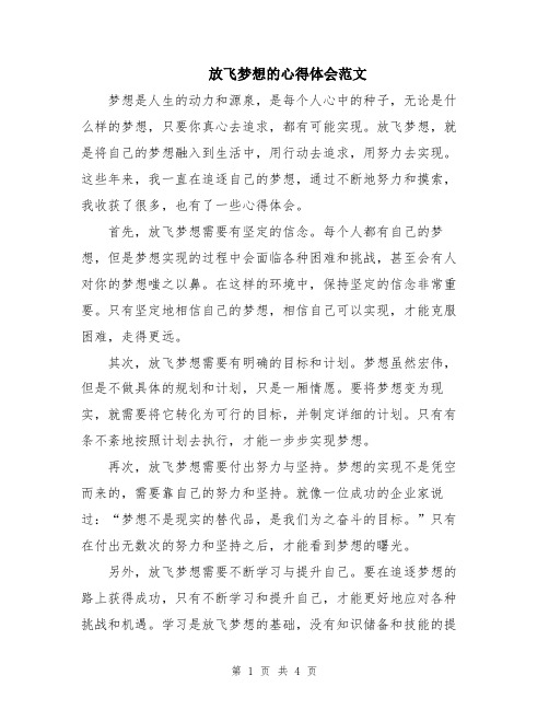 放飞梦想的心得体会范文